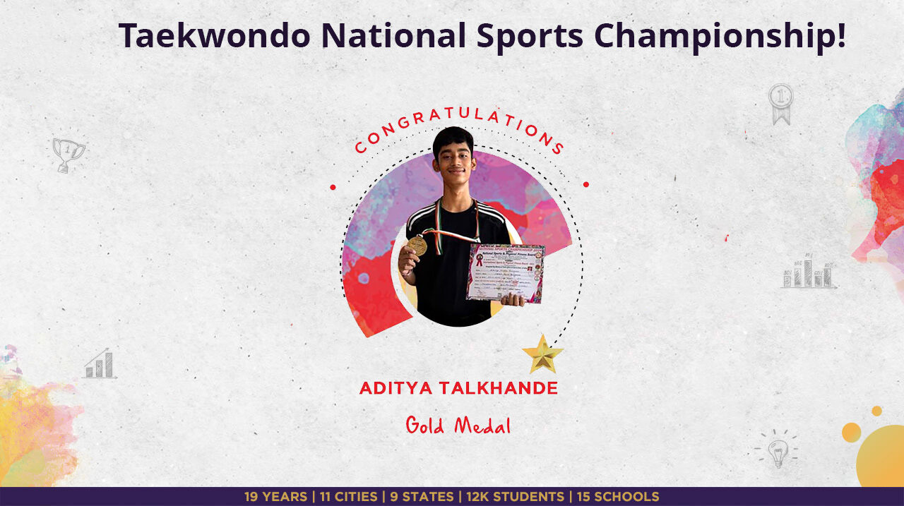 Celebrating Aditya Talkhande’s Gold Medal Win at the Taekwondo National Sports Championship!